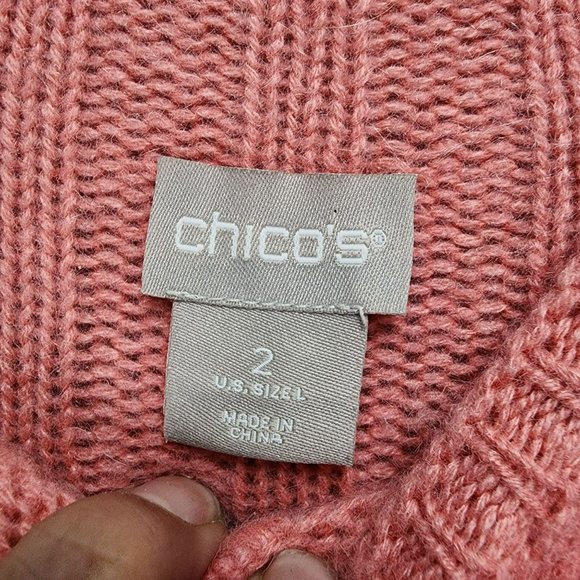 Chico's Sweater Womens Large Orange Cashmere Long Sleeve Turtle Neck Pullover - Picture 2 of 10